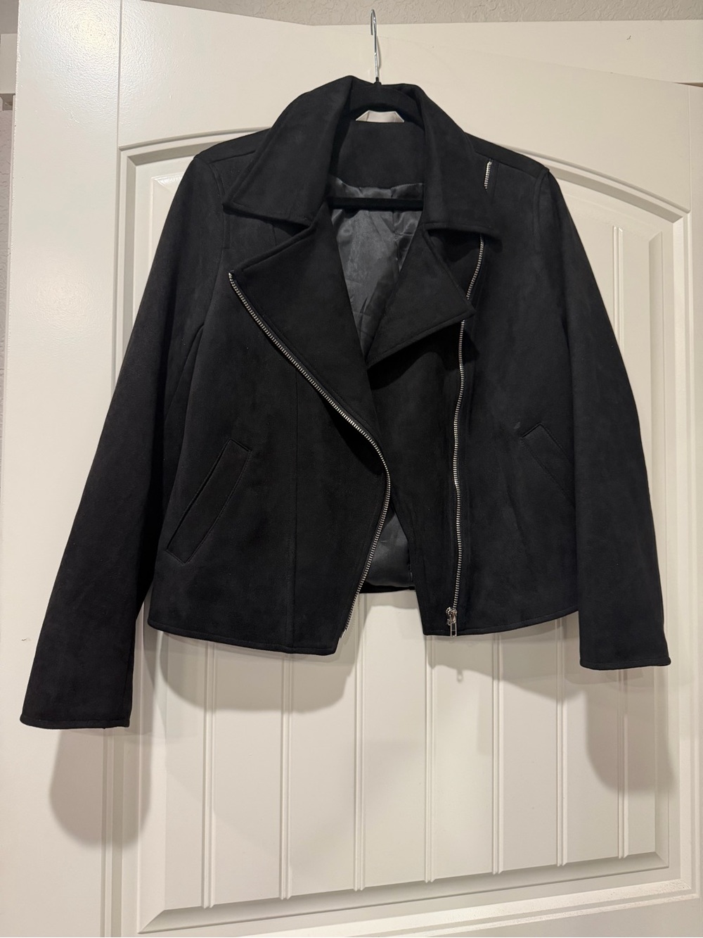 Women's Black Suede Asymmetrical Moto Jacket